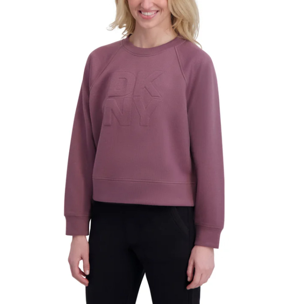 DKNY Sport Women's Logo Crewneck Sweatshirt, Dark Purple, Size L